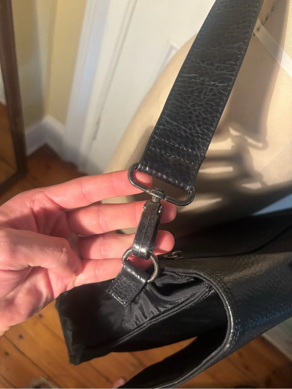 A Vintage Leather & Nylon Emporio Armani Messenger Crossbody Bag